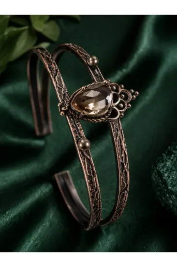 Picture of Kadın Bakır Bileklik Kolye Yüzük Küpe Takım Seti ( Damla Model )