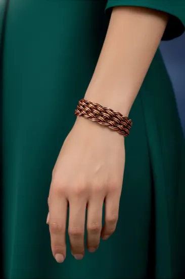 Picture of Kadın Bakır Bileklik Örgü Model Bakır Bilezik