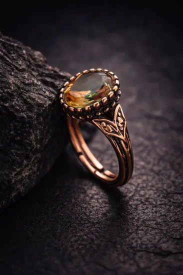 Picture of Kadın Bakır Yüzük Doğal Zultanit Taşı Oval Model Kelepçe Antialerjik Yüzük