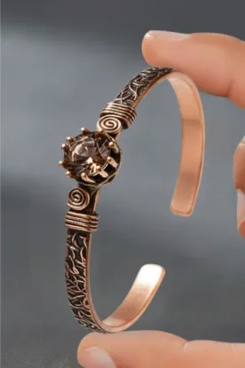 Picture of Kadın Bakır Bileklik Otantik Model Zultanit Taşlı Kelepçe Bilezik